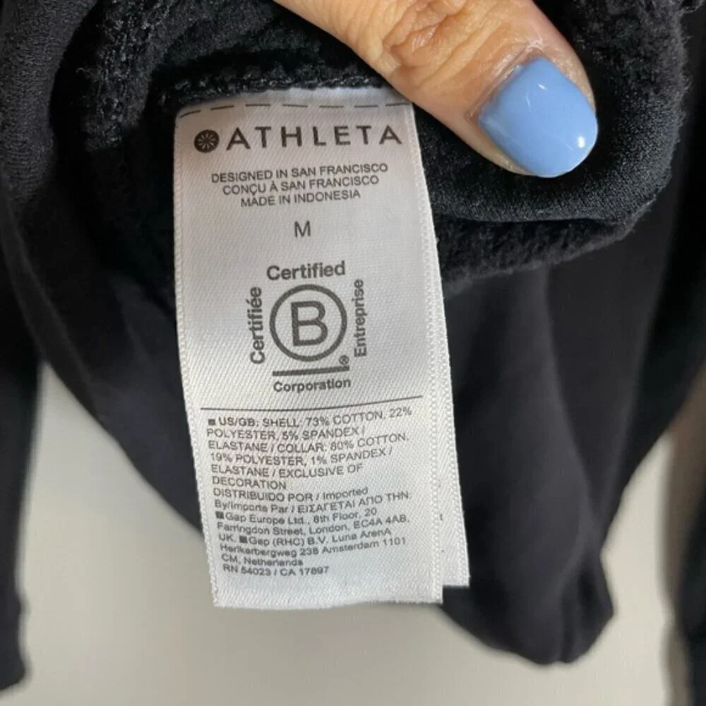 ATHLETA BLACK RETROPLUSH REVIVE HALF ZIP SWEATSHIRT SIZE M - Picture 9 of 9